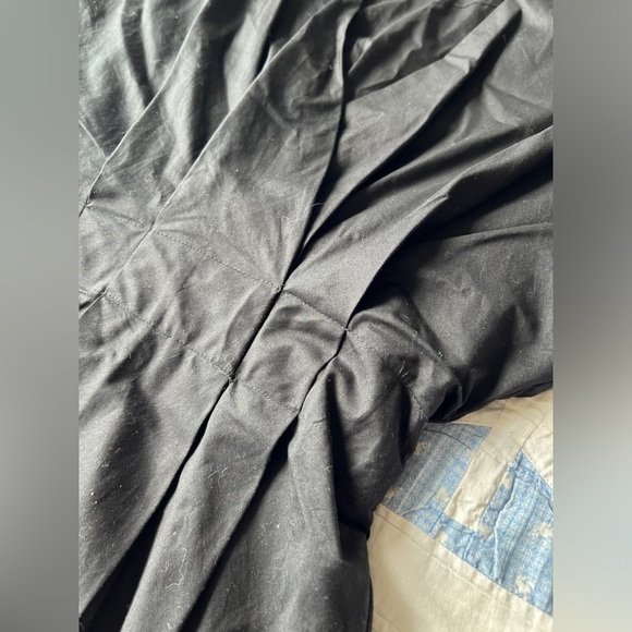 Zara Womens Black Minimalist V-Neck Poplin Sleeves Pleated Dress Size XS - Picture 5 of 16